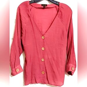 OLM Sheer Button Down Blouse Size Large